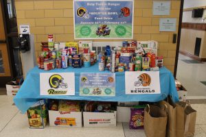 More than 700 food items were collected in the 'SOUP'er Bowl fundraiser to donate to the local food pantry